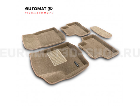 Текстильные 3D коврики Euromat3D Business в салон для Jaguar E-Pace (2018-) № EMC3D-002757T Бежевые