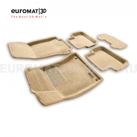 Текстильные 3D коврики Euromat3D Business в салон для Mercedes A-Class (W177) (2018-) № EMC3D-003510T Бежевые