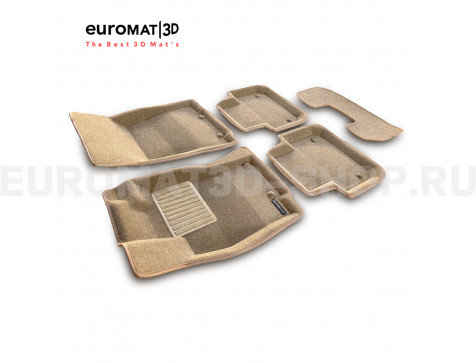 Текстильные 3D коврики Euromat3D Business в салон для Jaguar XJ (2014-) № EMC3D-002754T Бежевые