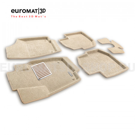 Текстильные 3D коврики Euromat3D Lux в салон для Volkswagen Polo (2020-) № EM3D-004508T Бежевые