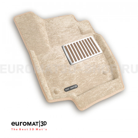 Текстильные 3D коврики Euromat3D Lux в салон для Volkswagen Polo (2020-) № EM3D-004508T Бежевые