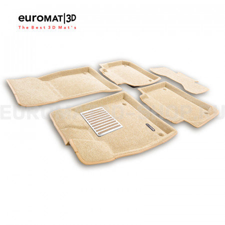 Текстильные 3D коврики Euromat3D Lux в салон для Audi Q5L (2017-2026) № EM3D-001117T Бежевые